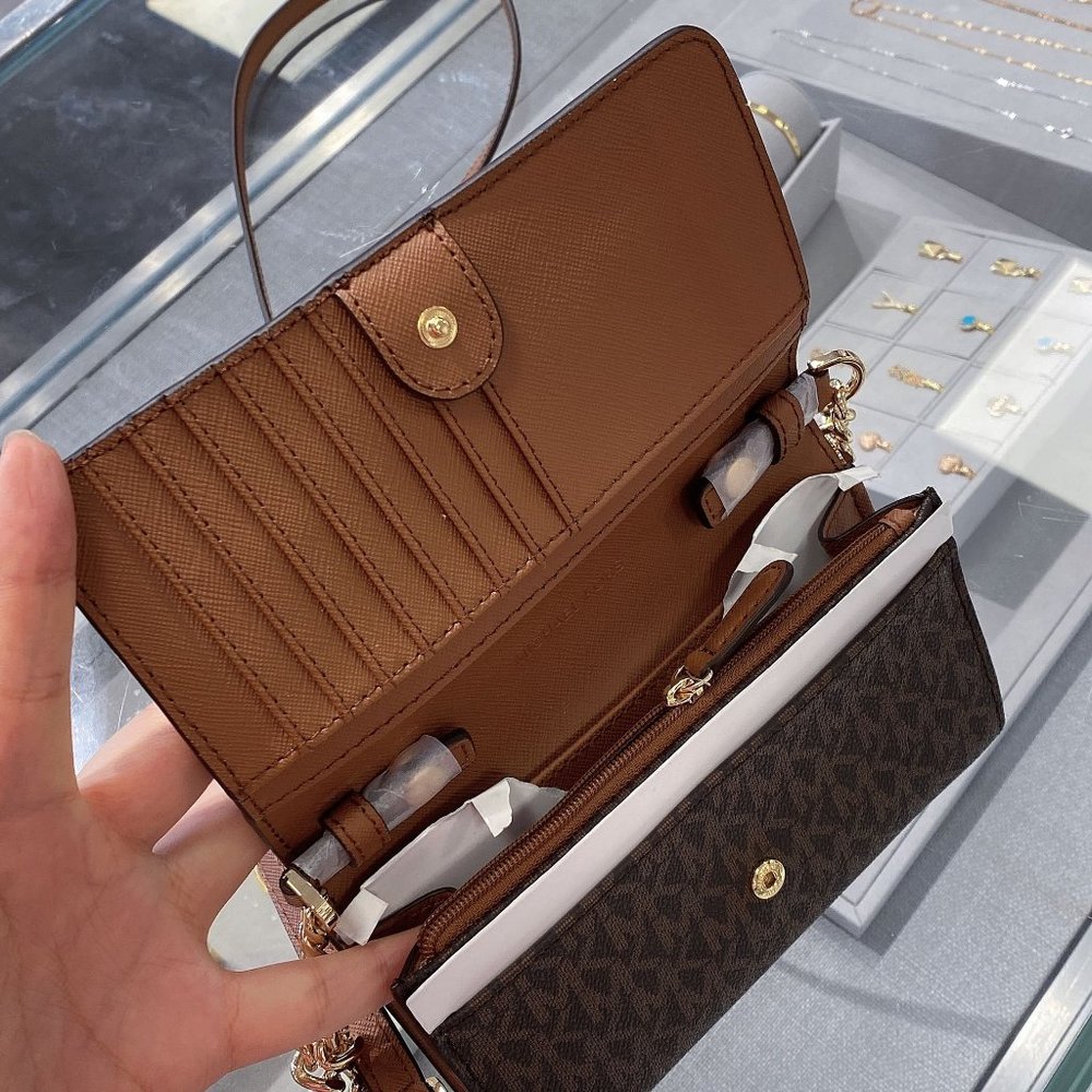 MK JST MD Phone Case Crossbody MK Signature Brown_3